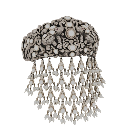 Ornate Elephant and Pearl Dangle Brooch 3D Model