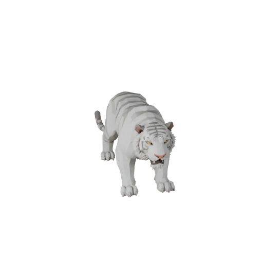 Modelo 3D Tigre Blanco Poligonal Bajo - Asset de Juego para Unity con FBX | PBR