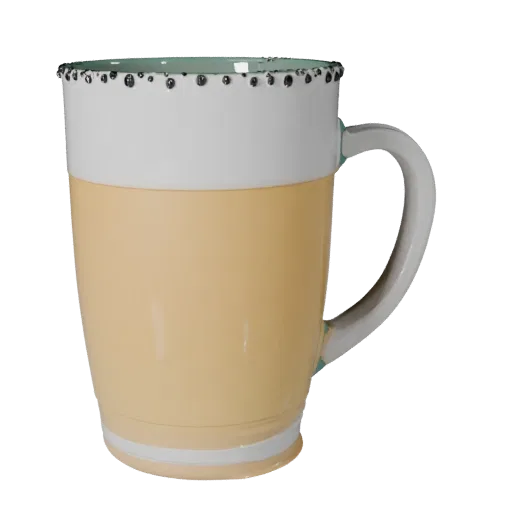 Sparkling Tea Mug 3D model, three-quarter front view, AR viewer studio render, showing glass, container shape.