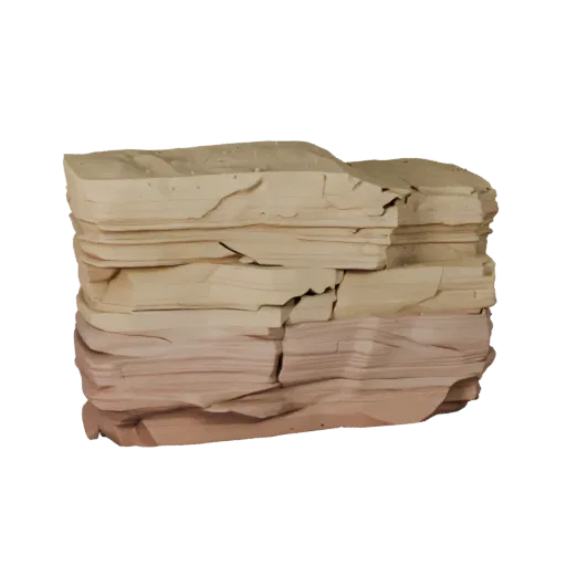 River Pebble Bank Stylized 3D model, stylized isometric environment render, showing stratified stone, water edges.