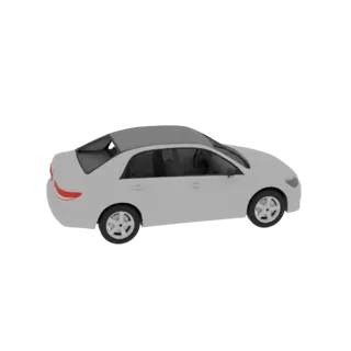 Side view of a white sedan car 3D model with a gray roof, against a white background.