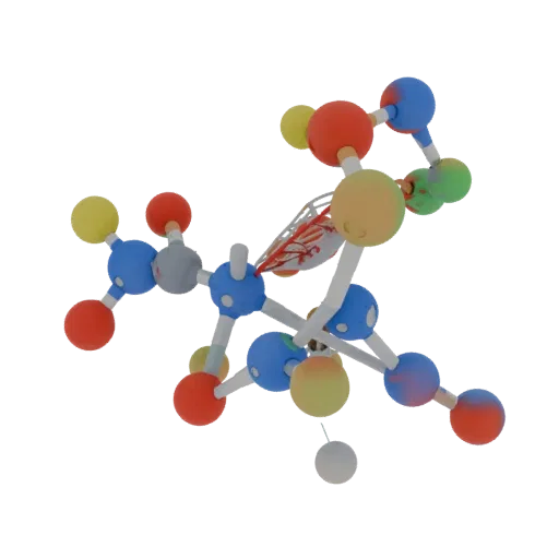 Organic Molecule Set 3D model, three-quarter front view, AR viewer studio render, showing colored spheres, form detail.
