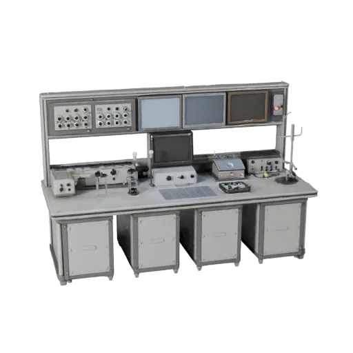 Research Containment Pod 3D model, three-quarter front view, Unity viewport, showing clean metal, bench-top devices.