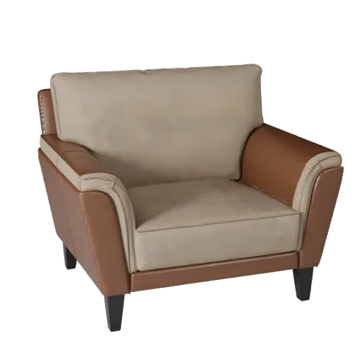 Sectional Loveseat Product Viz 3D model, living room, three-quarter studio product render, woven fabric detail.