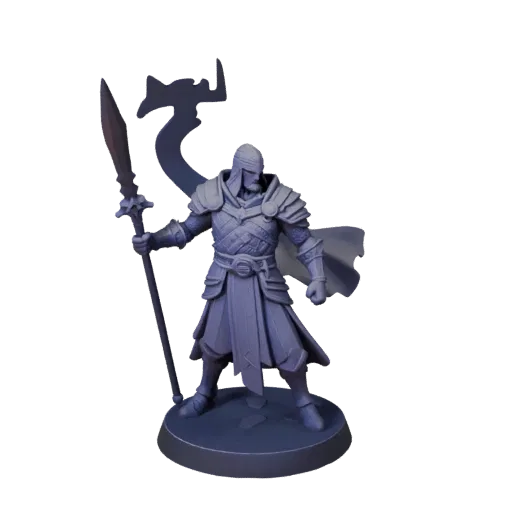 Heroic Wizard Miniature STL printable 3D model preview three-quarter display angle, pose and resin detail