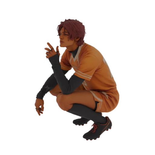 Squatting Soccer Player 3D Model