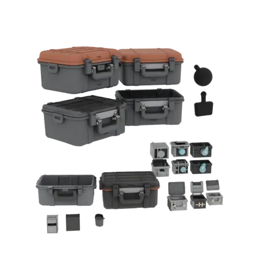 Travel Ammo Case Printable 3D model, isometric STL render, showing plastic, usable openings.