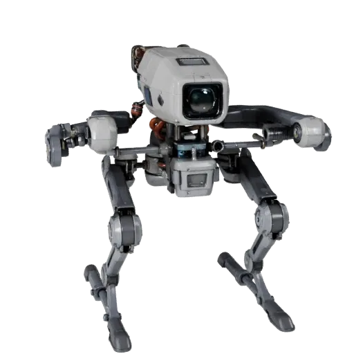 Humanoid Lab Drone High Poly 3D model, close-up studio render, showing metal frames, robot form.
