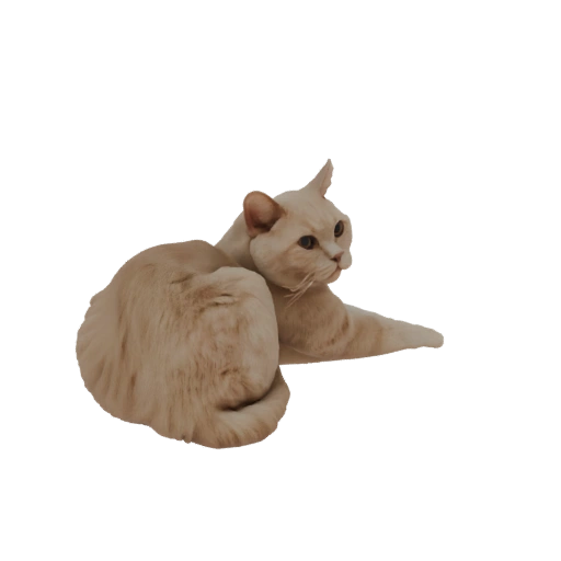 Cream Cat Lying Down 3D Model