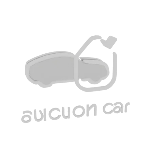 3D model of a stylized electric car icon with a charging cable and plug, presented on a black background.