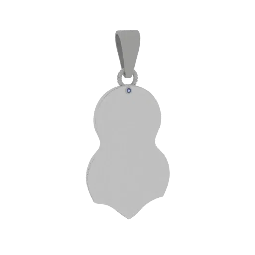 Minimal Charm product viz 3D model, three-quarter studio render, with clean topology and PBR shading on the pendant.