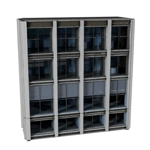 Curtain Wall Facade Blender-ready 3D model, Blender studio render view, showing building facade materials and architectural detail