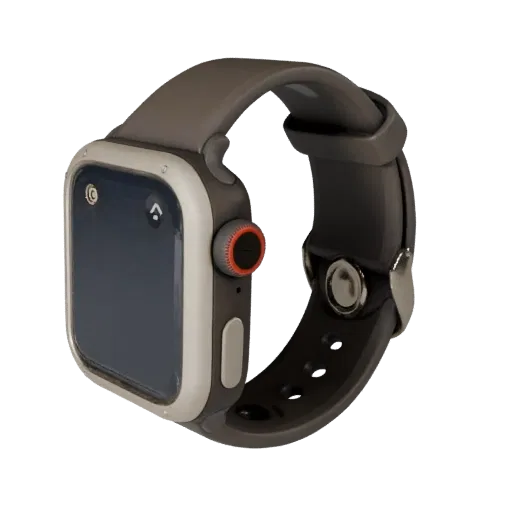 Outdoor Smartwatch Realistic 3D model, three-quarter studio render, showing silicone, wearable fit.