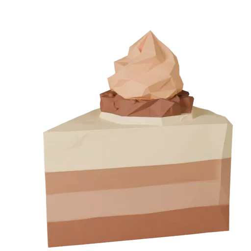 Bakery Layer Cake Low Poly 3D model, game viewport three-quarter view, showing cream, sweet food silhouette.