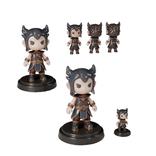 Mascot Fantasy Figurine high poly 3D model preview showing pose, studio close-up view and surface detail