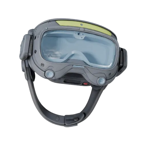 Outdoor Smart Glasses Stylized 3D model, stylized isometric render, showing silicone, wearable fit.