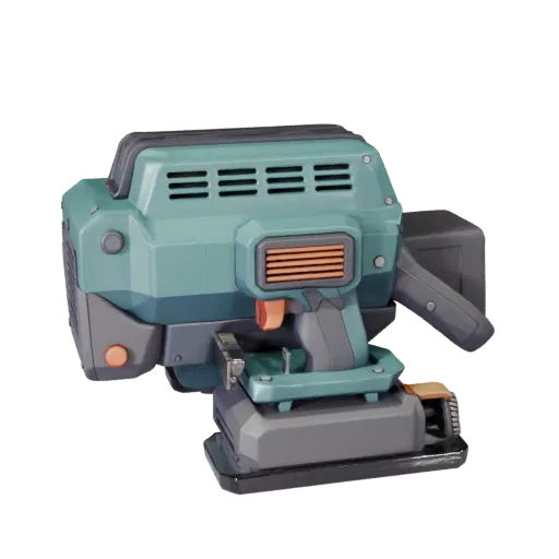 Compact Sander Stylized 3D model, stylized isometric render, showing molded plastic, ergonomic handles.