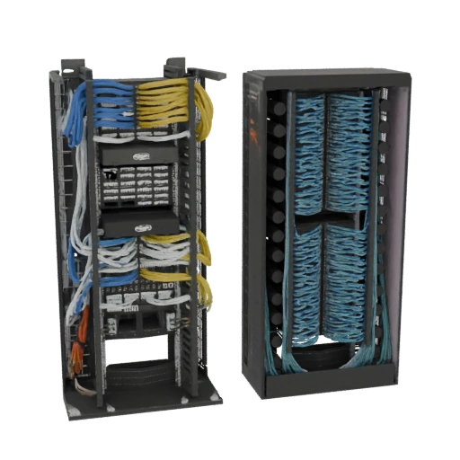 Network Rack with Cables
