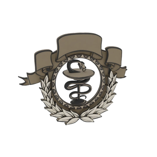 Caduceus Emblem with Laurel Wreath and Banner