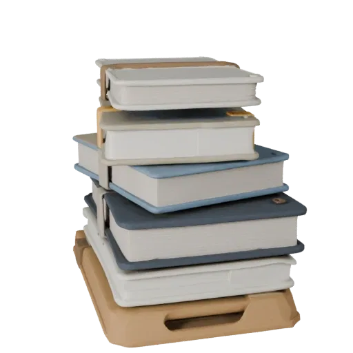 Minimal Book Stack Modular 3D model, isometric modular kit view, showing ceramic, recognizable everyday shapes.