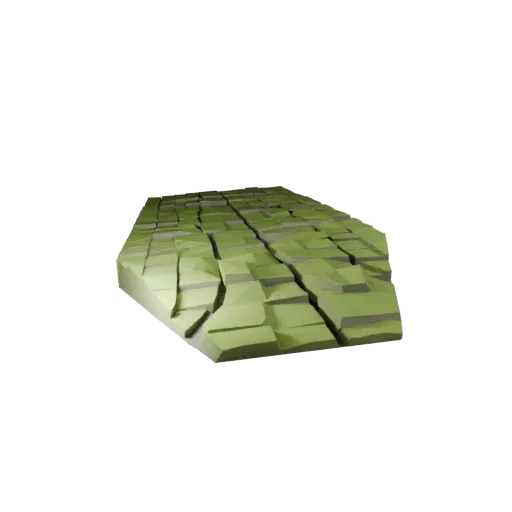 Farmland Field Strip Low Poly 3D model, game viewport three-quarter view, showing layered soil, terrain detail.