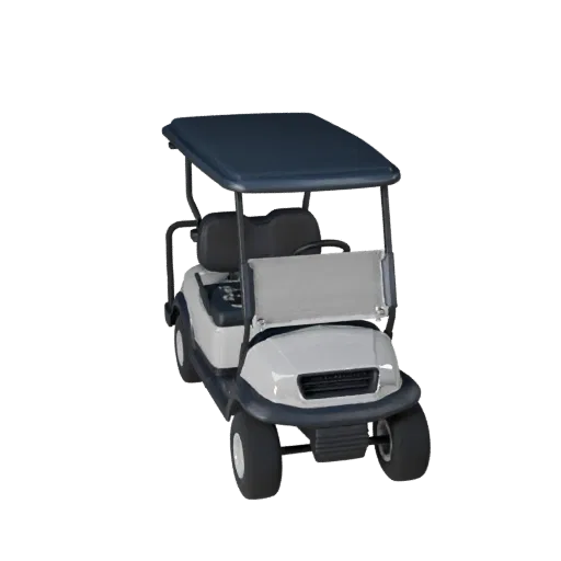 Modello 3D Carrello da Golf, vista di gioco a tre quarti, asset veicolare pronto per Unity con silhouette creata appositament