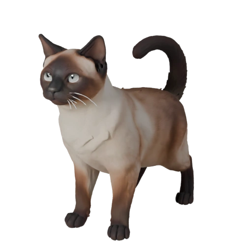 Modelo 3D Realista de Gato Siamés - Recurso PBR Rigged para Juegos