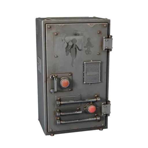 Industrial Switch Box 3D model, three-quarter front view, Unity viewport, showing metal hinges, form detail.