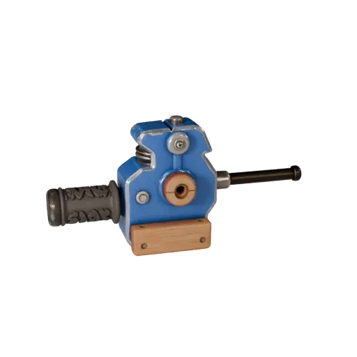 Heavy Duty Clamp 3D model, side profile view, technical viewport render, showing painted metal, clear grip zones.