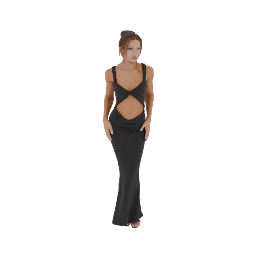 Black Cutout Maxi Dress 3D Model