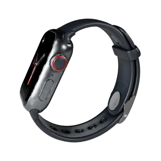 Medical Style Smartwatch 3D model, three-quarter front view, Unity viewport, showing silicone, wearable fit.