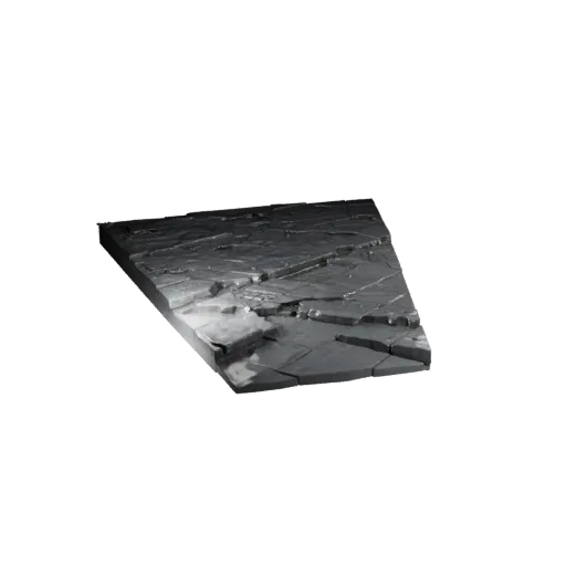 Wet Cave Floor Section Unity 3D model, isometric viewport view, showing layered soil, built remnants.