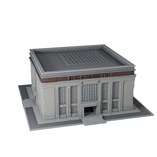Edificio de Museo Poligonal Bajo 3D para Activo de Juego en Tiempo Real