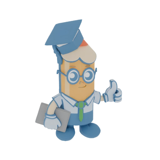 Graduation Pencil Character 3D Model