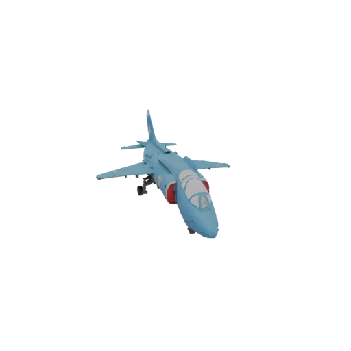 A 3D render of a light blue jet fighter model with visible landing gear and cockpit, set against a white background.