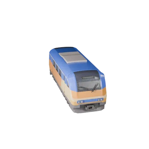 Modelo 3D de Tren Maglev estilo Caricatura, vista de estudio a tres cuartos, activo de vehículo estilizado con perfil listo p
