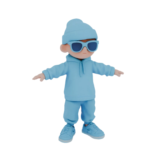 Blue Hoodie Kid 3D Model