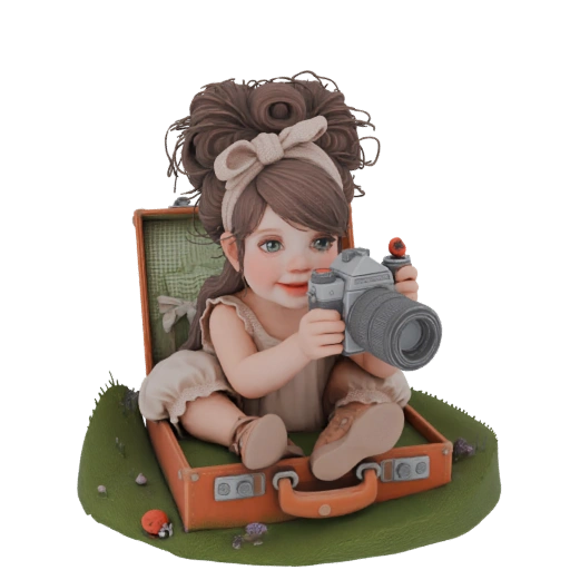 Little Photographer in Suitcase Figurine