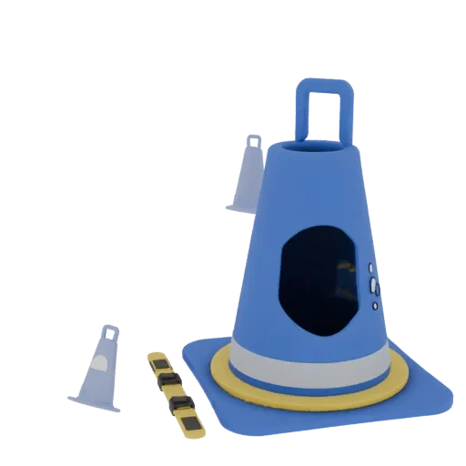 Utility Safety Cone Printable 3D model, isometric STL render, showing plastic shells, recognizable safety silhouettes.