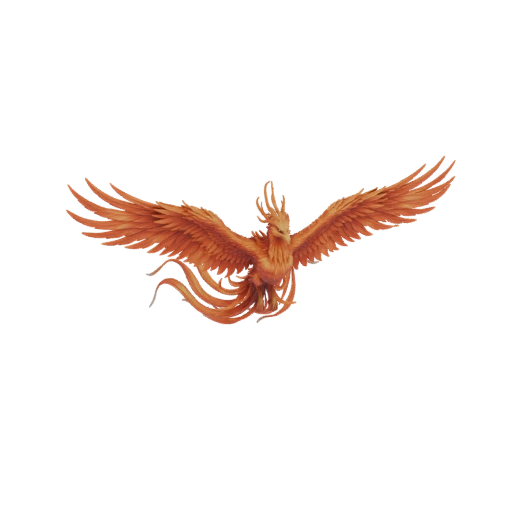 Fiery Phoenix with Spread Wings 3D Model