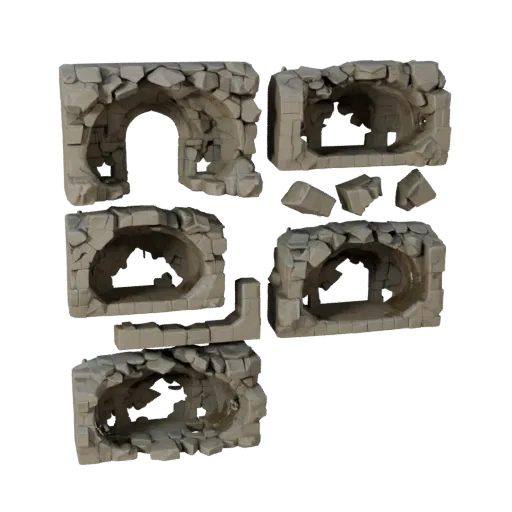 Mushroom Cave Grotto Modular 3D model, isometric modular kit view, showing aged stone, layered vegetation clusters.