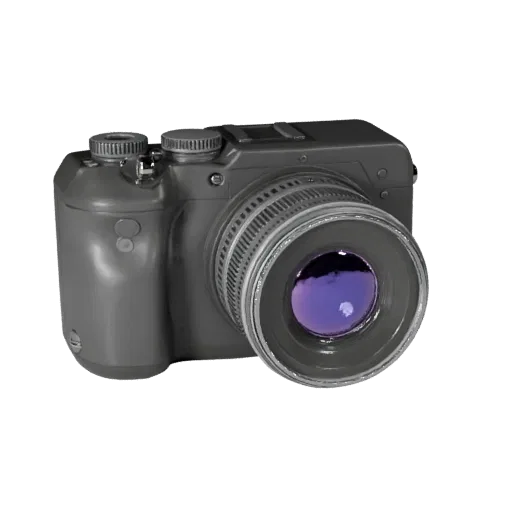 Action Camera High Poly 3D model, close-up studio render, showing textured grips, lens barrels.