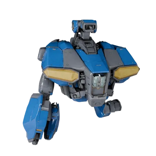 Modello 3D Mech Walker High Poly, vista ravvicinata in studio, asset veicolo high-poly con pannellature futuristiche, zone di