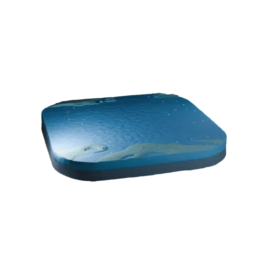 Stylized Water Spring Unity 3D model, isometric viewport view, showing wet stone, water edges.