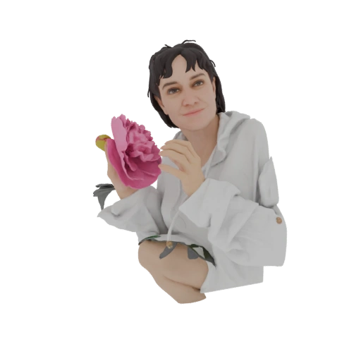 Woman Holding a Pink Peony