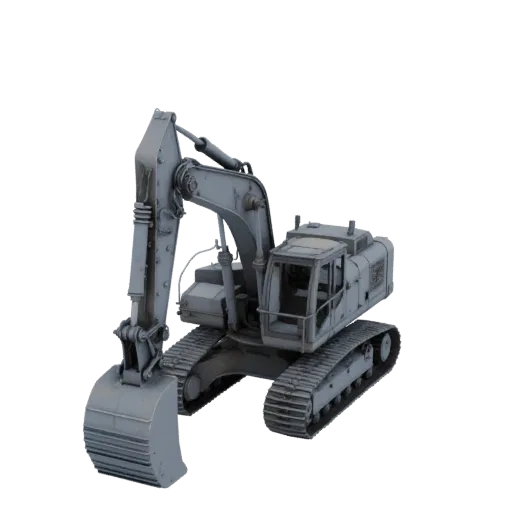 Warehouse Excavator Printable 3D model, isometric STL render, showing painted steel, large mechanical silhouettes.