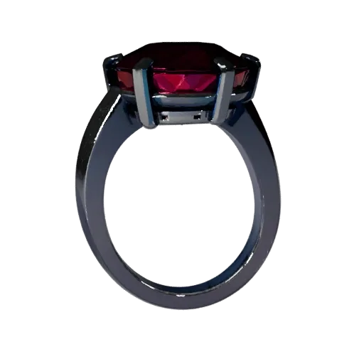 Ruby Ring game ready 3D model, side view studio render, showing ring proportion and finish under studio key light.