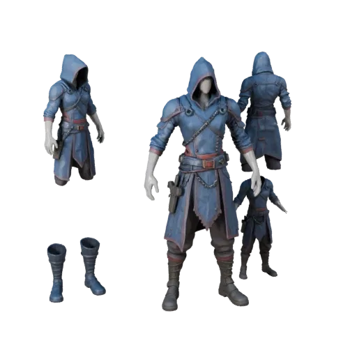 Personaggio 3D Sci Fi Cobalt Assassin, vista viewport motore, risorsa pronta per Unreal Engine con posa in piedi e pbr