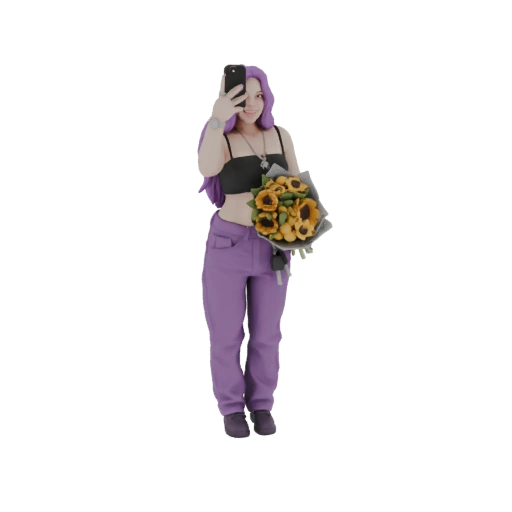 Woman with Sunflowers Selfie 3D Model