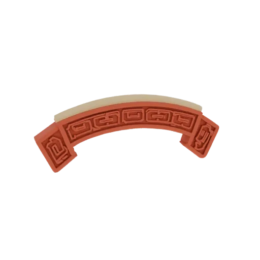 3D model of a curved molding with an eastern pattern, showcasing intricate geometric ornament on a curved surface.